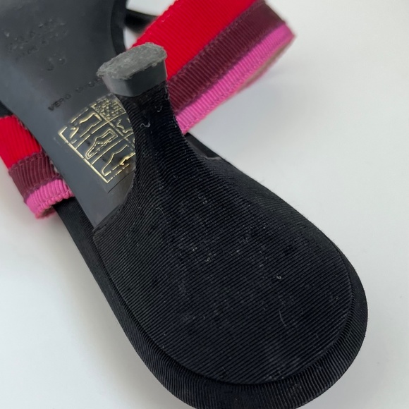 Prada Designer Black Mule Kitten Heel with Pink & Red Ribbon and Bow IT 36 - Picture 9 of 11